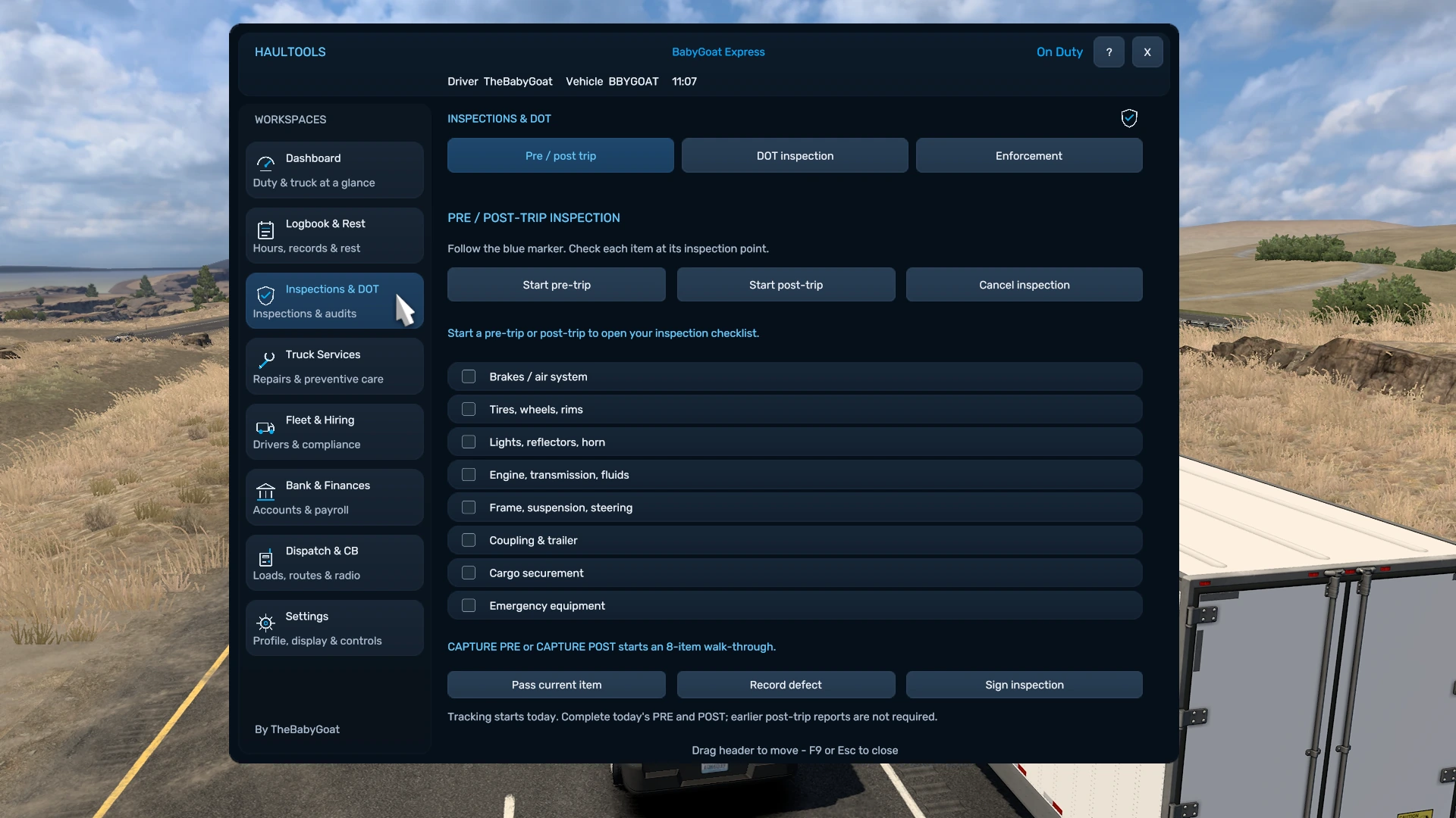 HaulTools DOT and inspections page showing weigh station and inspection tools