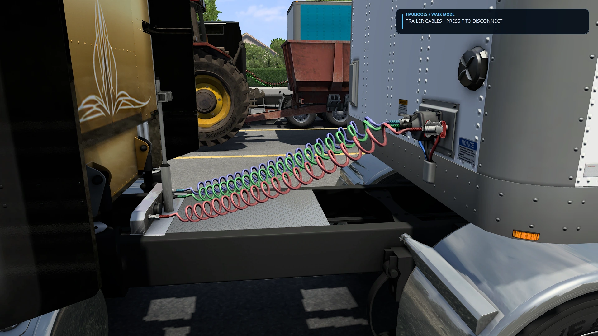 Trailer airlines and cables with the HaulTools prompt to disconnect them during unhook.